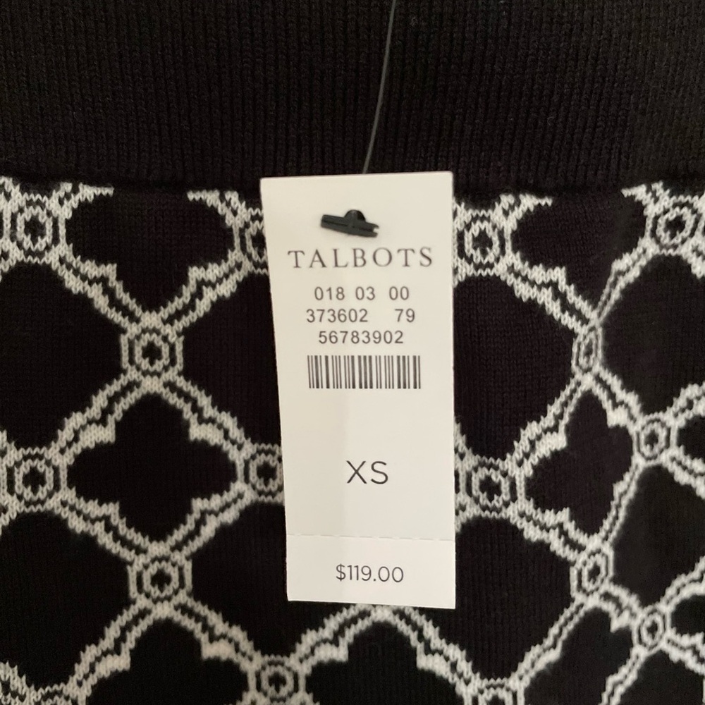Talbots Black and White Midi Pencil Skirt with Slit - Picture 5 of 5
